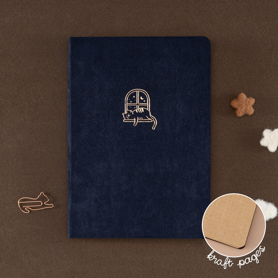Tsuki ‘Midnight Neko Dreams’ Kraft Paper Bullet Journal ☾