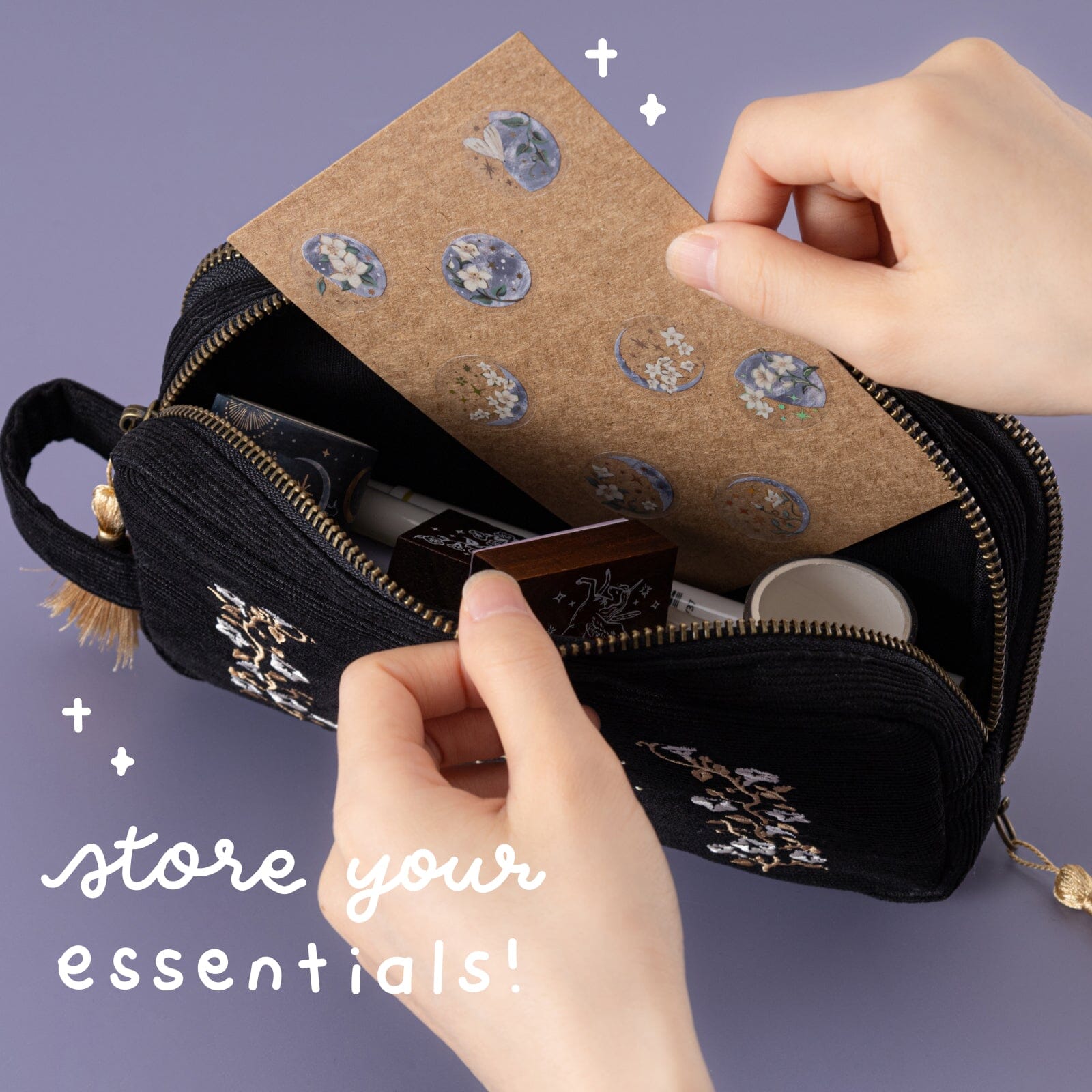 Tsuki ‘Moonflower Magic’ Travel Pen Pouch ☾