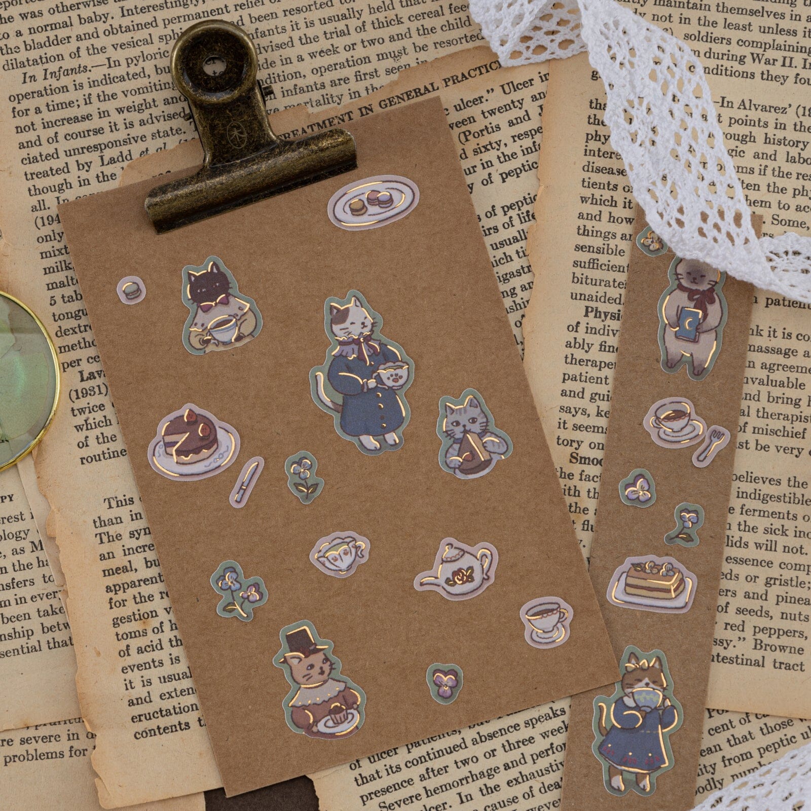 Tsuki ‘Vintage Neko’ Sticker Set ☾
