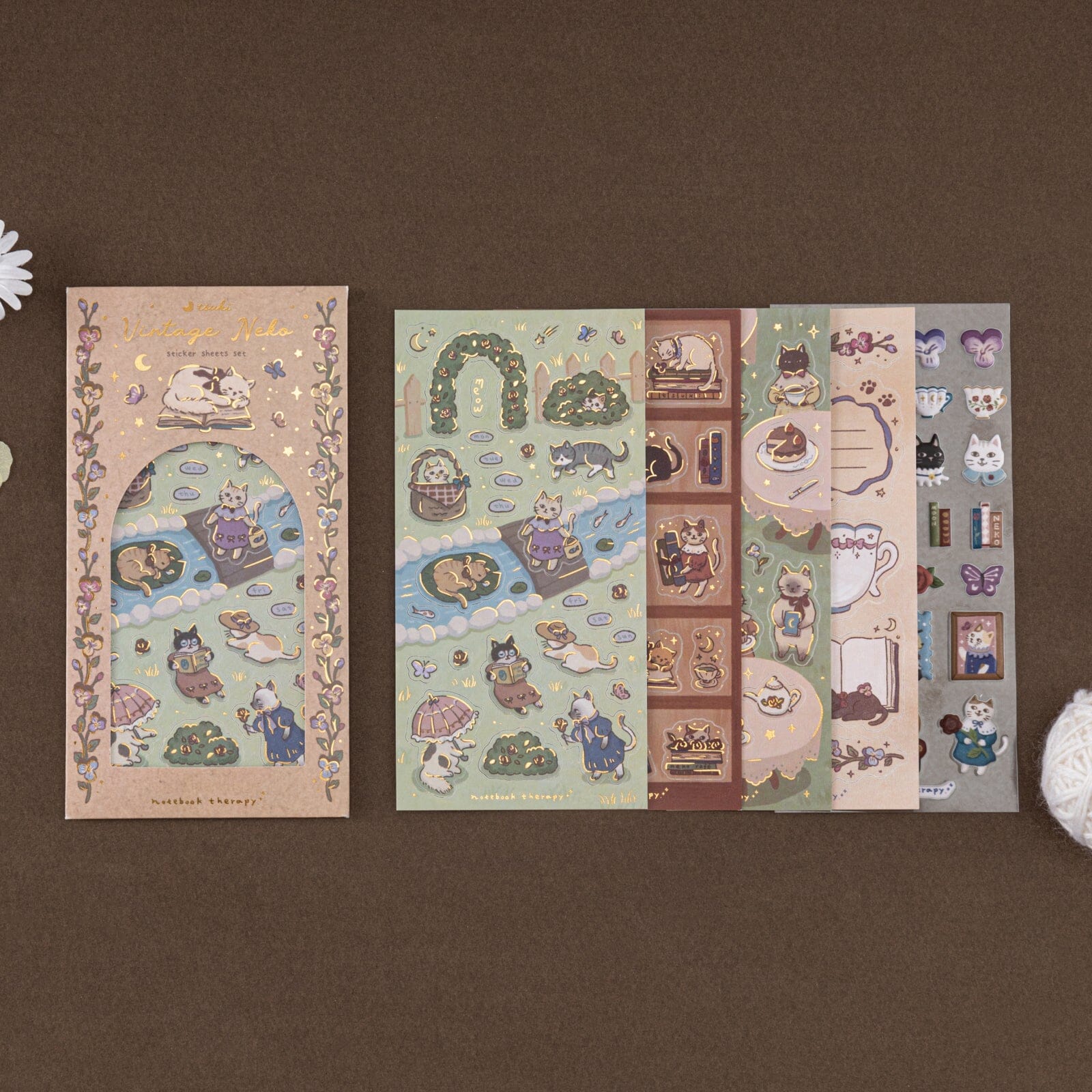 Tsuki ‘Vintage Neko’ Sticker Set ☾
