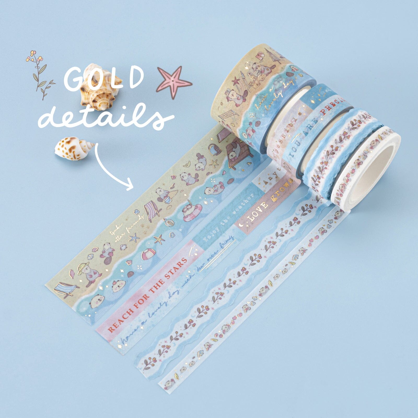 Tsuki ‘Otter Friends’ Washi Tape Set ☾