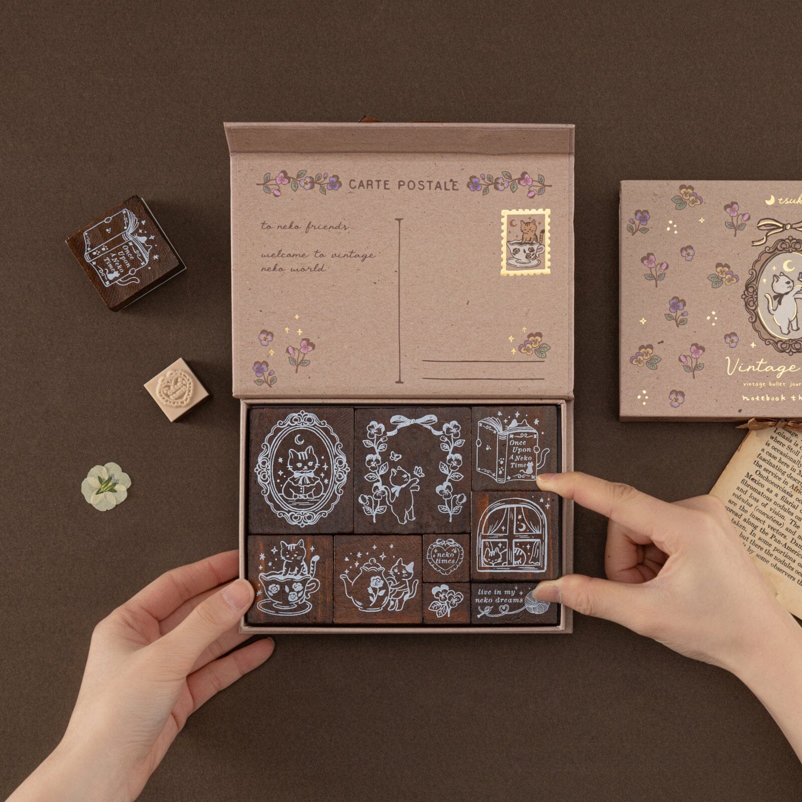Tsuki ‘Vintage Neko’ Bullet Journal Stamp Set ☾
