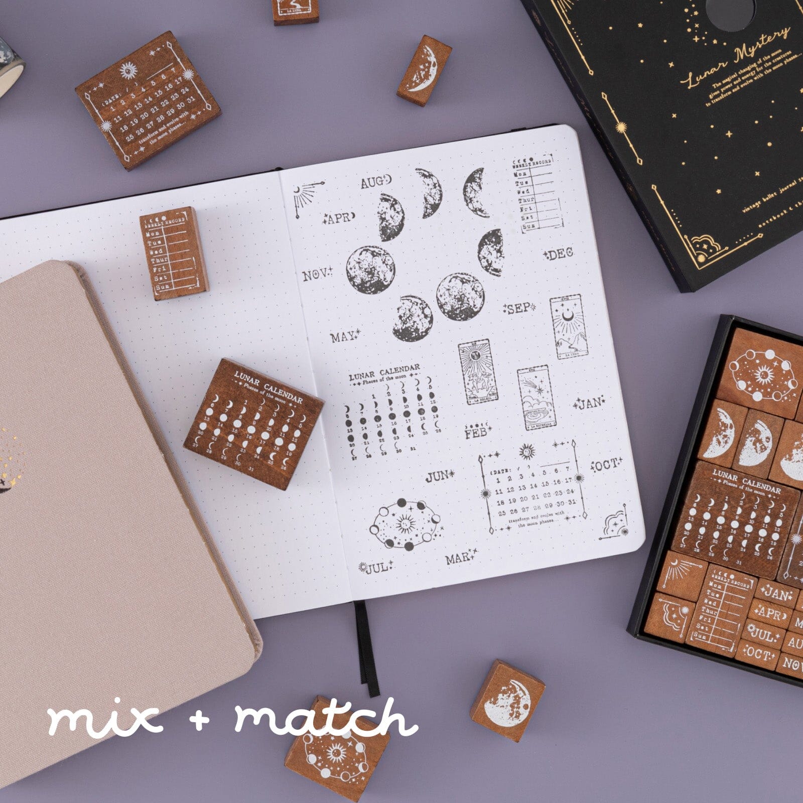 Tsuki ‘Lunar Mystery’ Bullet Journal Stamp Set ☾