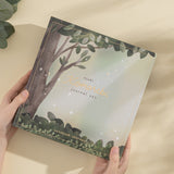 Gold gilded page edges on green Komorebi bullet journal