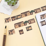 Shop front illustrations on washi roll 