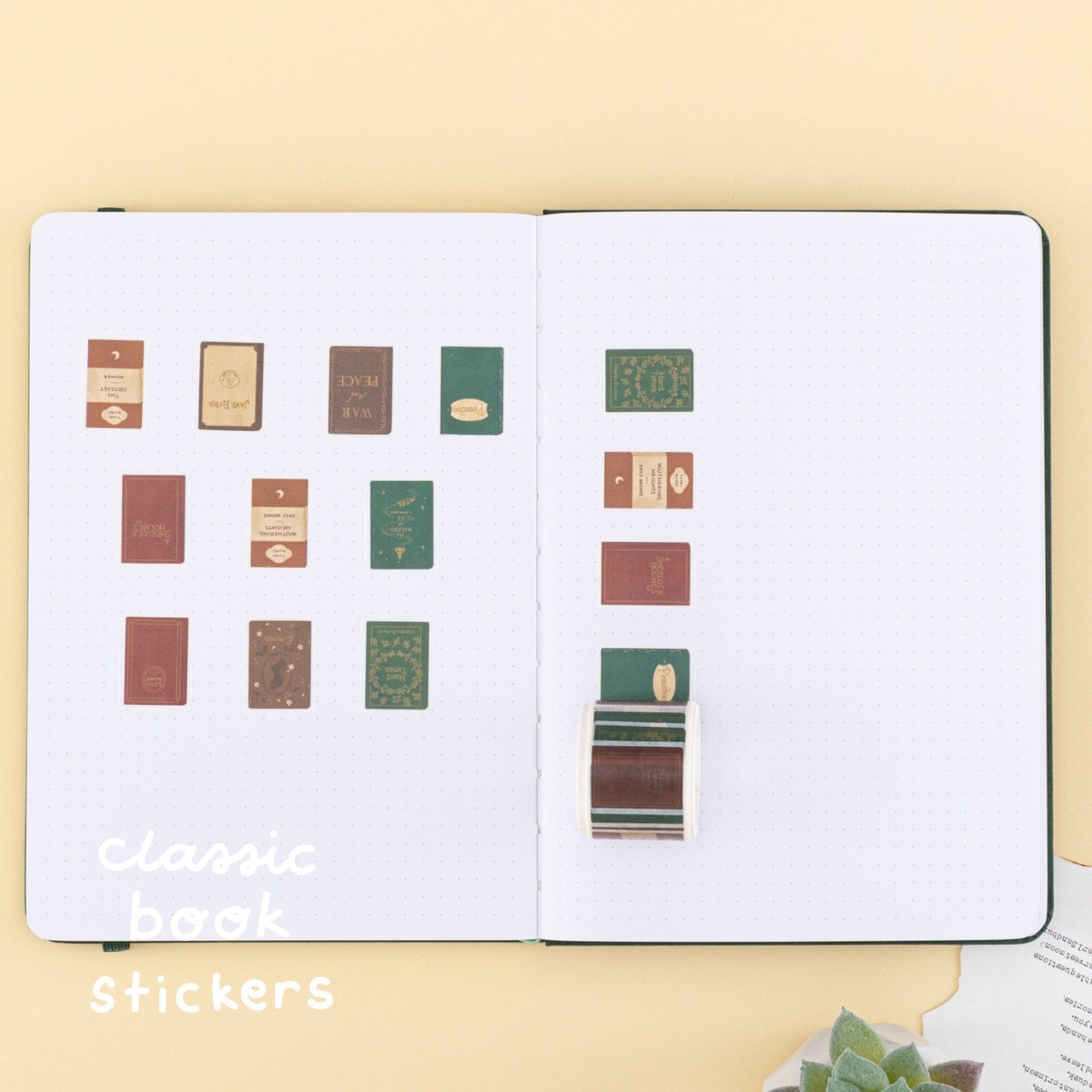 Classic book cover stickers with 10x designs