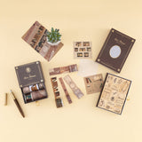  Our Stories collection flatlay with washi tapes and rubber stamps