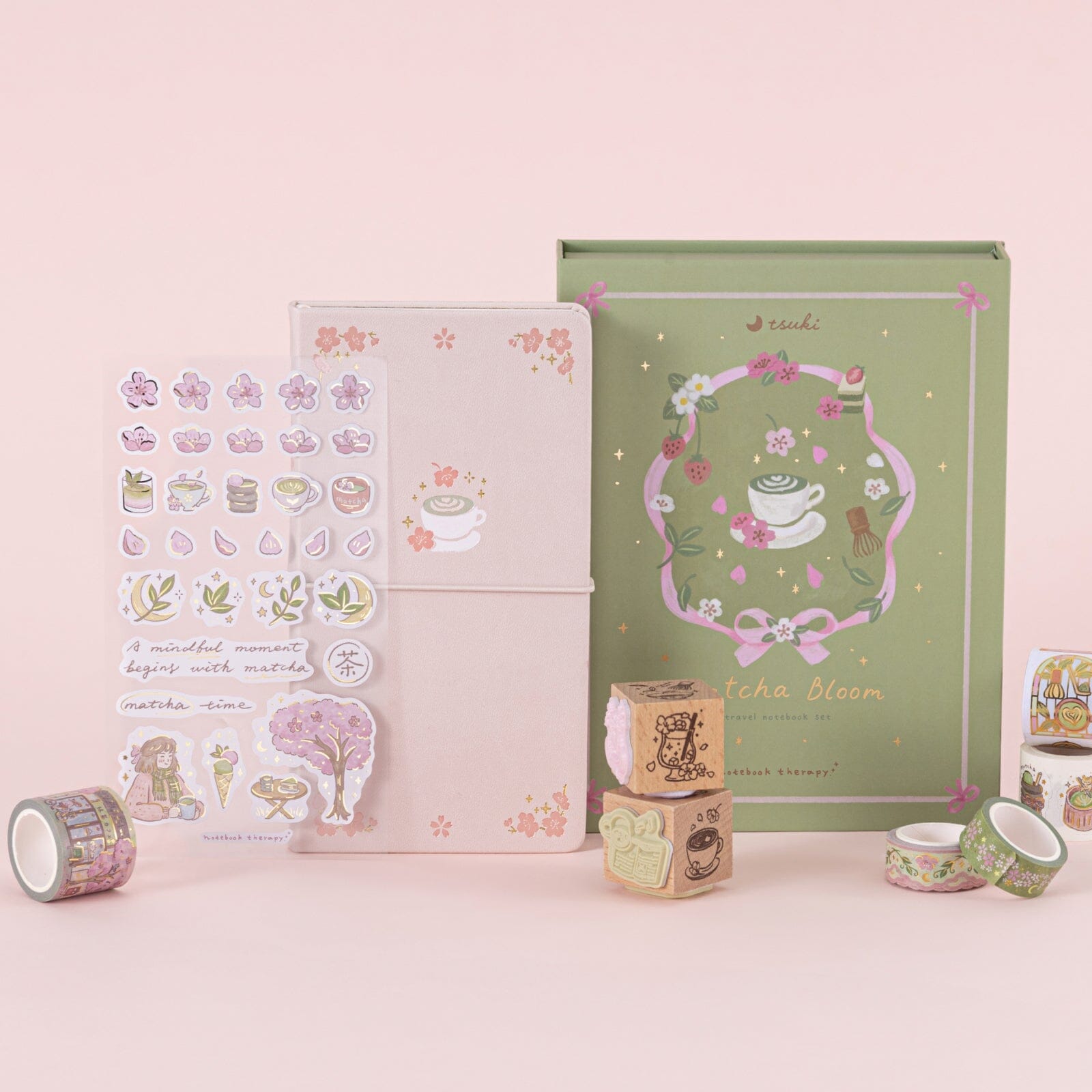 Tsuki ‘Matcha Bloom’ Travel Notebook Gift Set ☾