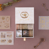 Tsuki Love Lock washi tape set by Notebook Therapy drawer box with 7 rolls of washi tape inside