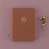 Tsuki ‘Vintage Rose’ Limited Edition Bullet Journal with dried roses and free rose bookmark gift on mauve background