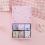 Tsuki ‘Sakura Journey’ Vintage Journal Washi Tape Set with cherry blossoms on pink gingham on pink background
