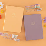 Tsuki ‘Bunny Blush’ Limited Edition Bullet Journals designed with Blossom Bujo with washi tapes and felt flowers on apricot background