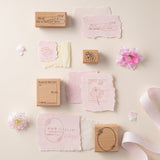 Hinoki into the blossom stamp swatch on ripped pink paper