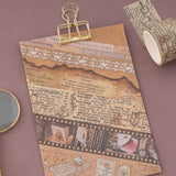 Love Lock vintage style washi tapes on brown kraft paper card with gold clip