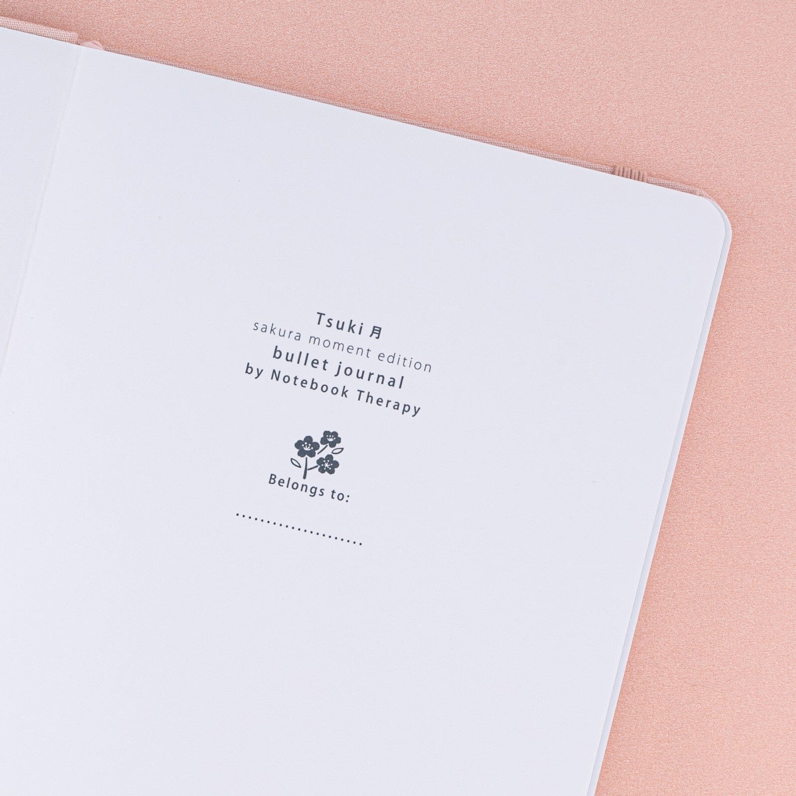 Tsuki Sakura Breeze limited edition bullet journal by Notebook Therapy close up of first page