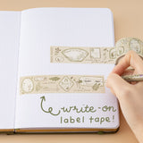 Writing on cottagecore style Mori write-on label tape