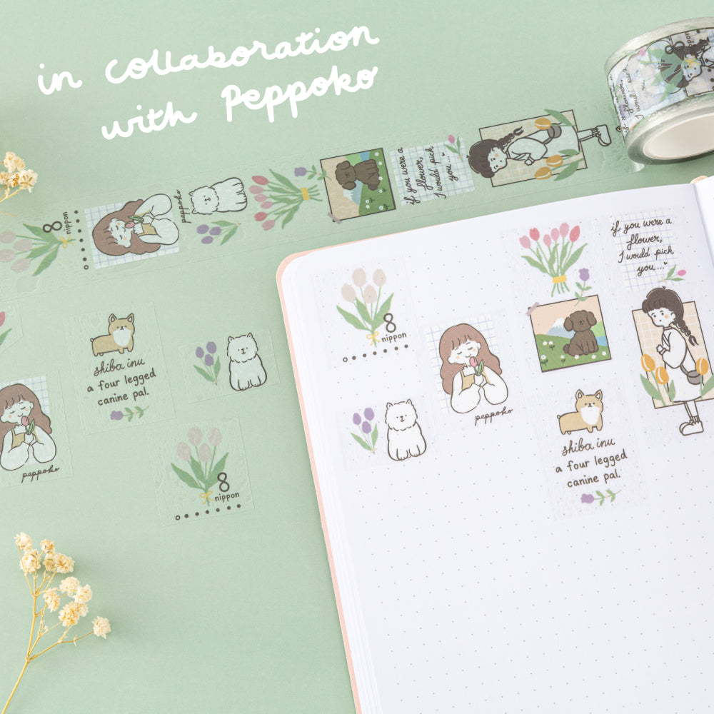 Happy Day washi tapes on Tsuki Pastel Sakura Pink bullet journal