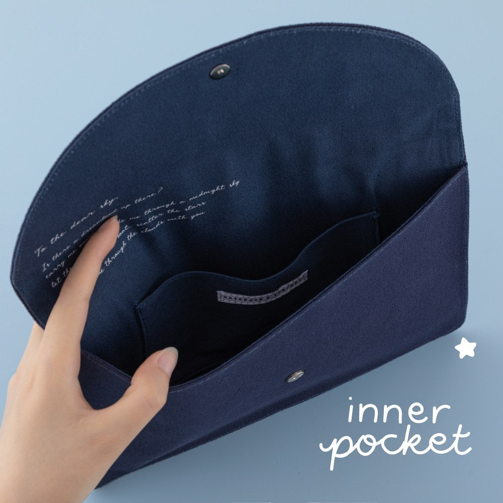 Open Cloud Dreamland notebook pouch to show inner pocket
