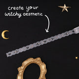 Witchy stamps washi tape on kraft envelope 
