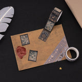 Tsuki ‘Moonlit Alchemy’ Washi tapes swatched on black background
