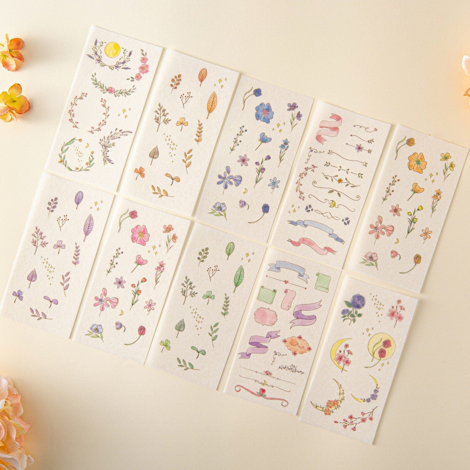Tsuki ‘Watercolour Garden’ Stickers - Set Of 10