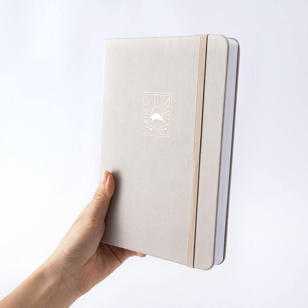 hand holding Tsuki Fuji-san Bullet Journal
