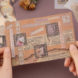 Magnifying glass zooming in on dictionary style washi tape 