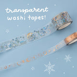 2x PET washi tape from Winter moonflower washi tape set with text “transparent washi tapes!”