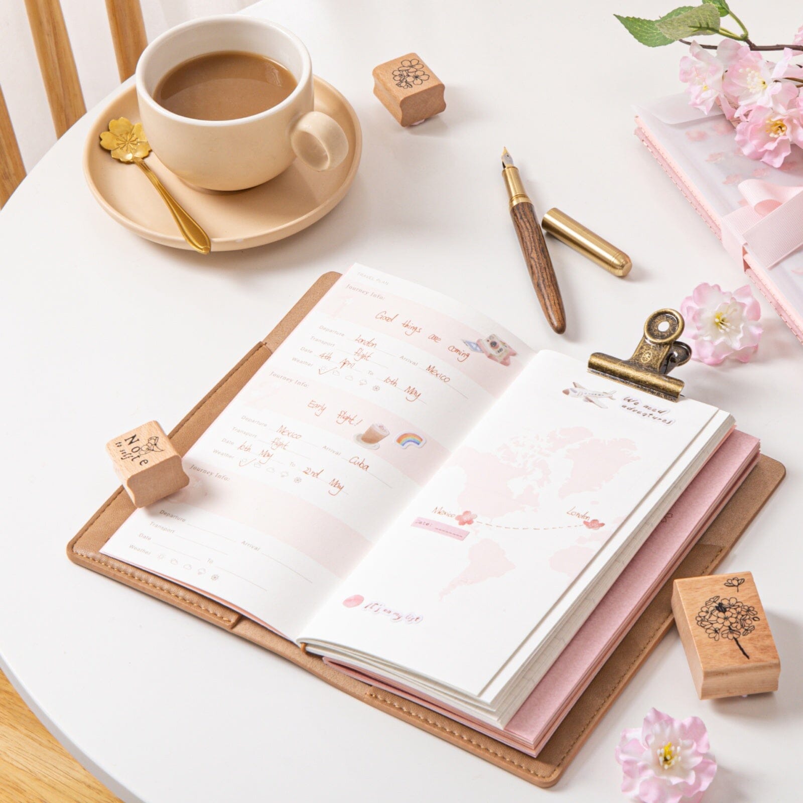 Hinoki travel notebook flatlay