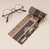 3x 30mm wide washi tapes on beige background with round frame glasses 