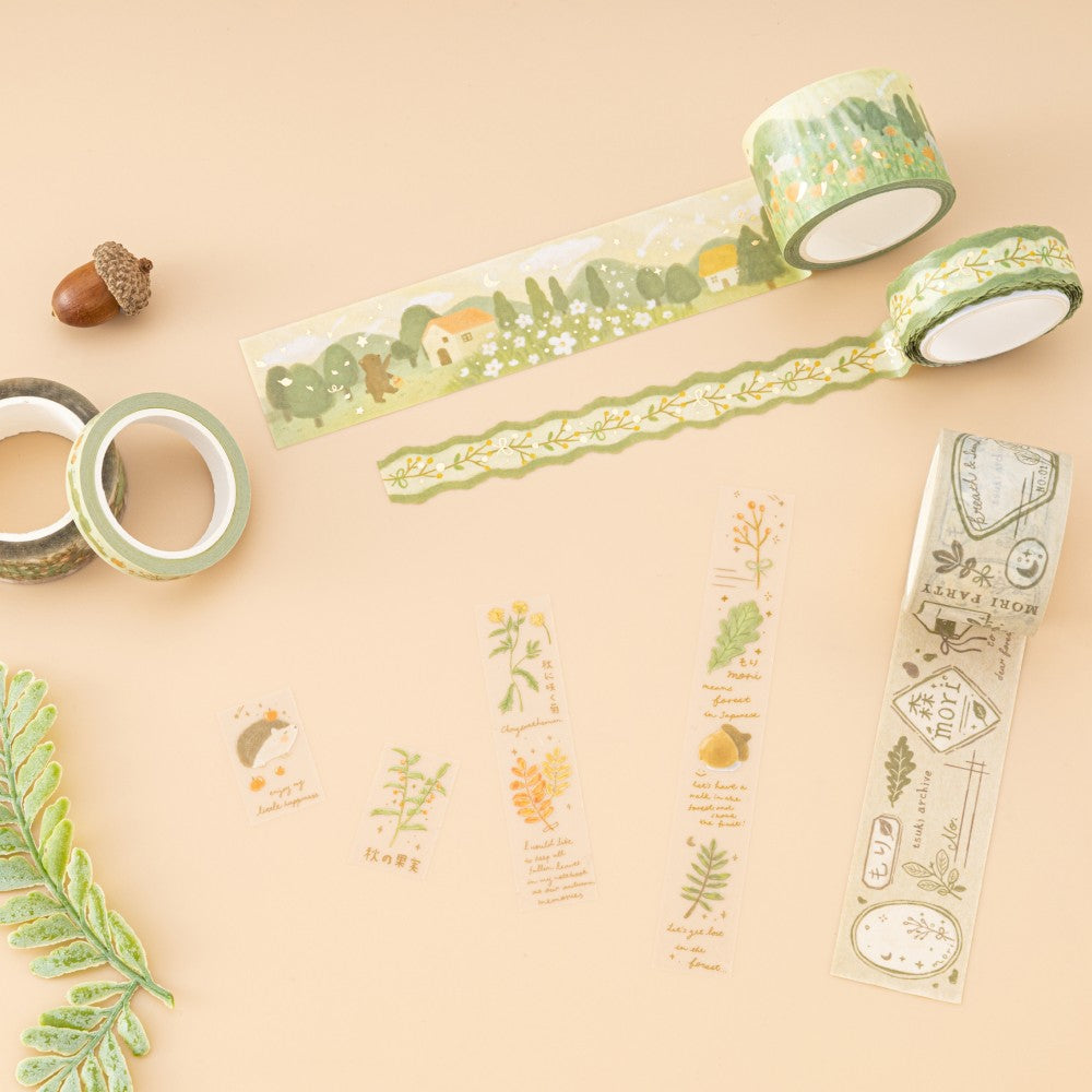 Mori washi tapes on beige background