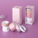 Tsuki ‘Moonlit Blush’ Washi Tape Set with amethyst stones in purple background