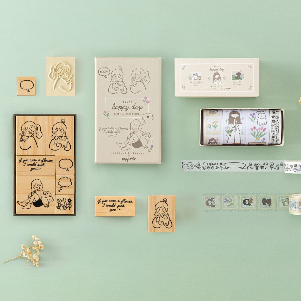Tsuki ‘Happy Day’ Washi Tape Set by Notebook Therapy x Peppoko ☾