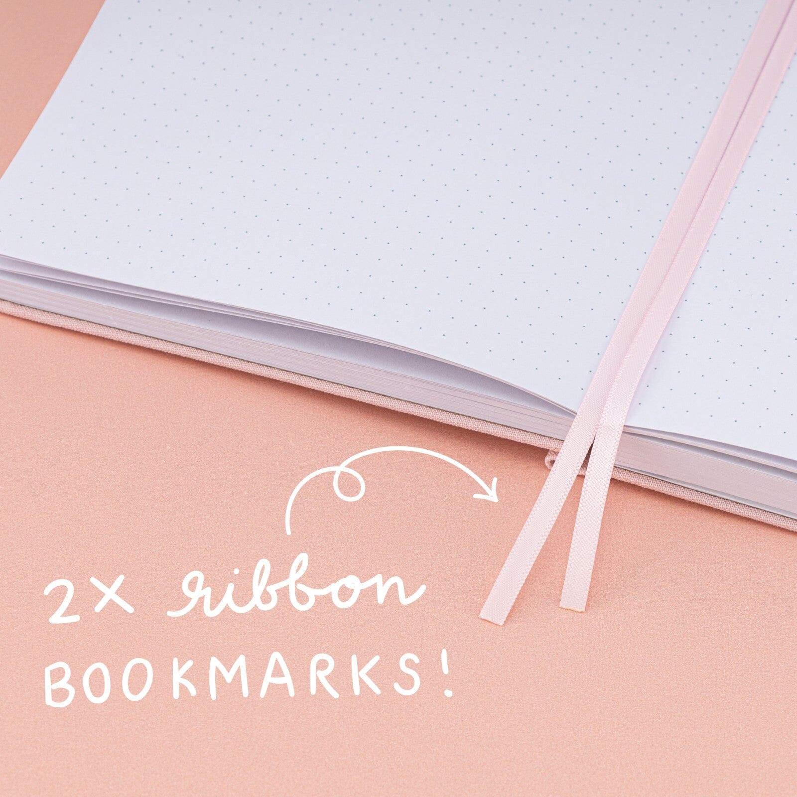 Close up of 2x ribbon bookmarks from Tsuki Sakura Breeze limited edition bullet journal by Notebook Therapy