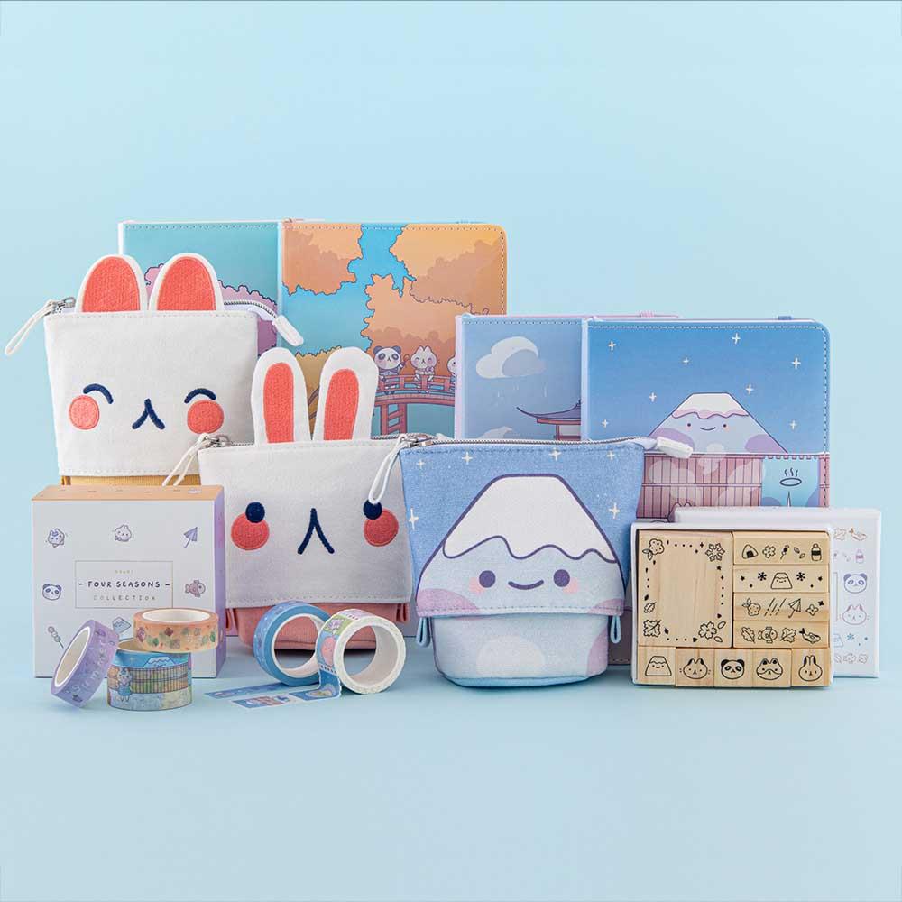 Full Tsuki Four Seasons Collection by Notebook Therapy x Milkkoyo in light blue background