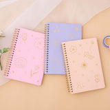 Sakura Pink, Lilac taro and honey Peach Tsuki Floral ringbound bullet journal on peach background