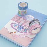 Tsuki ‘Four Seasons’ Washi Tapes by Notebook Therapy x Milkkoyo on Tsuki ‘Four Seasons: Winter Edition’ Bullet Journal on light blue background