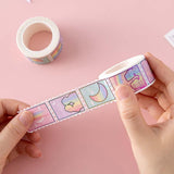 Close up of Tsuki Rainbow Pride Washi Tape on light pink background