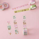 Tsuki ‘Matcha Ichigo’ Washi Tapes on light pink background