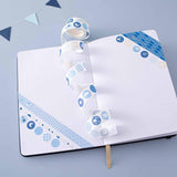 Tsuki ‘Cup of Galaxy’ Washi Tape Set on Tsuki ‘Cup of Galaxy’ Limited Edition Holographic Bullet Journal Pages with bunting on light blue background
