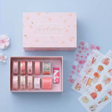 Tsuki 'Sakura Edition' Washi Tape Set with sakura blooms on light blue background