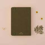 Back cover of the tsuki mori green bullet journal