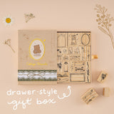 Bullet journal stamps cottagecore style with drawer gift box