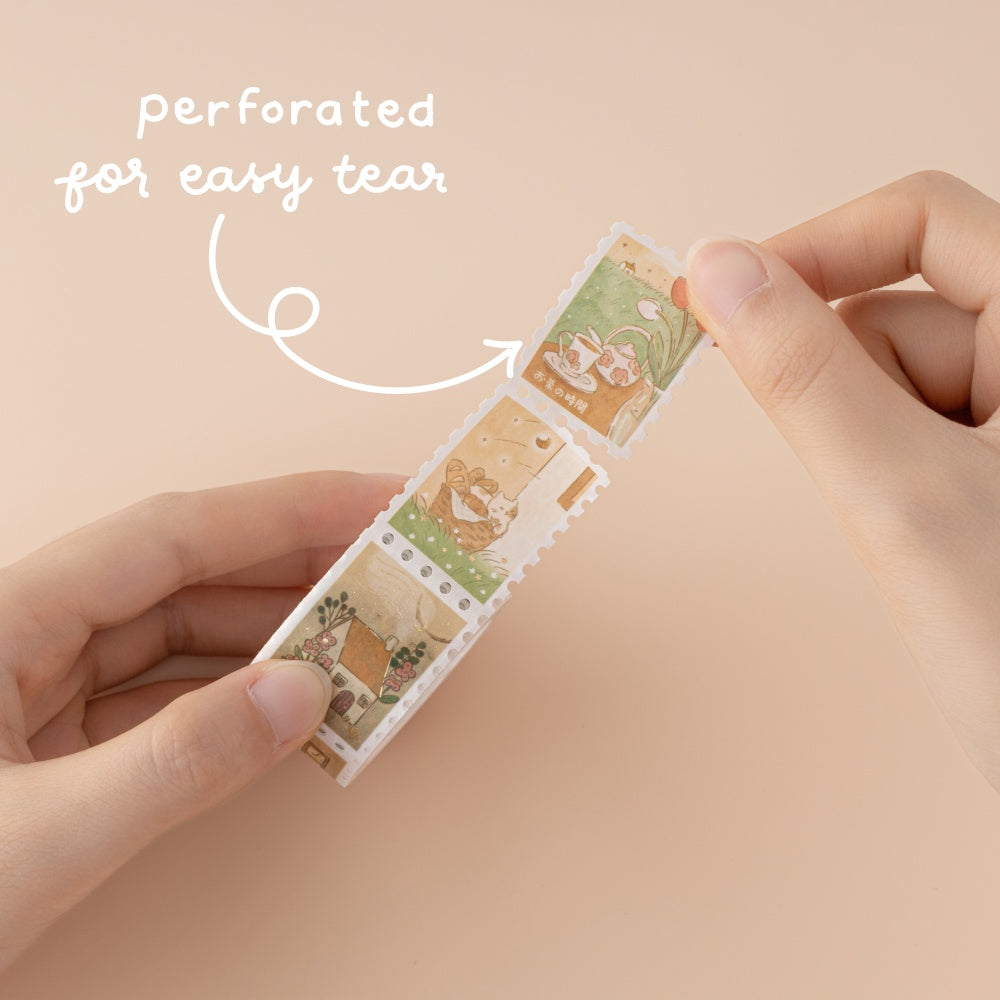 Perforated stamp washi tape for easy tear