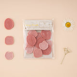 Pink wax seal sticker set with 3 designs: flower, ribbon and cat face