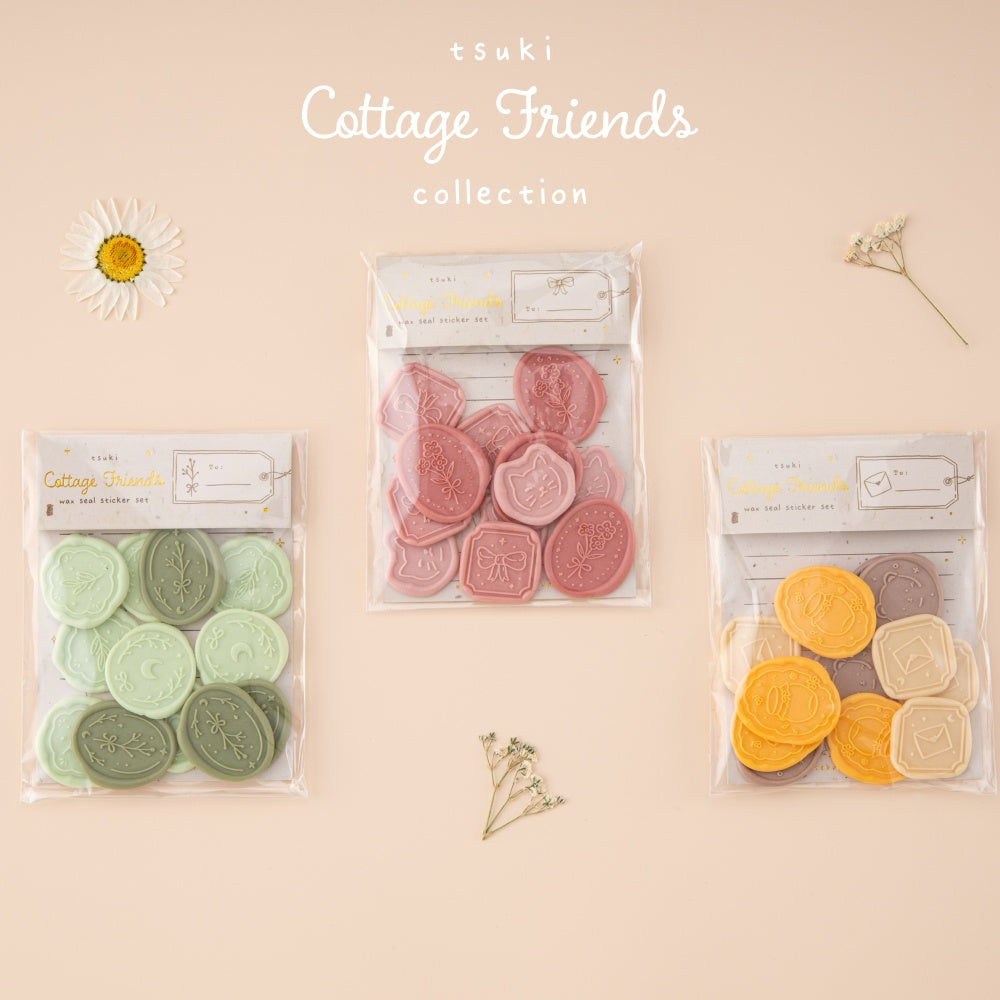 Cotttage Friends wax seal sticker sets next to each other