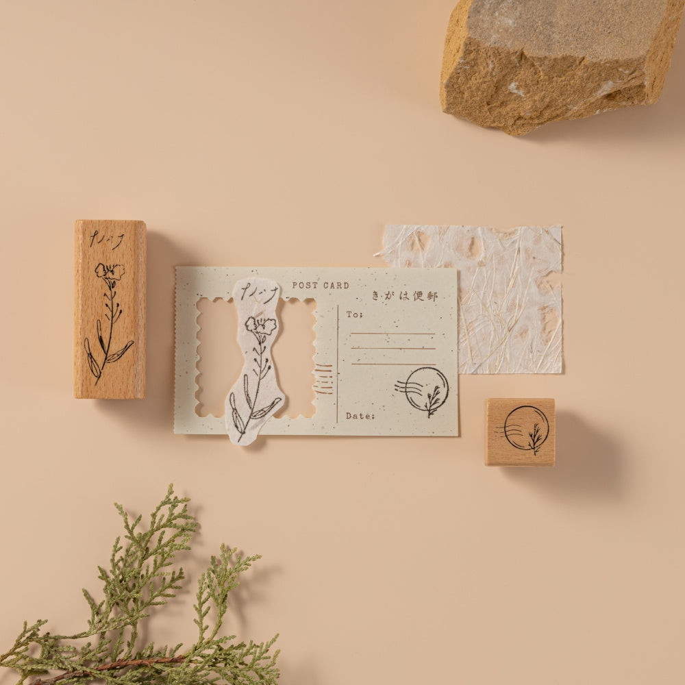 Flower stamp and air mail stamp design on post card