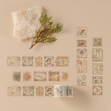 Swatch of stamp washi tape on beige background