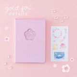 Tsuki Four Seasons: Spring Collector’s Edition 2022 Bullet Journal with sticker sheet on light pink background