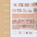 Tsuki Light Academia Washi Tape Set swatch on white page dotted bullet journal